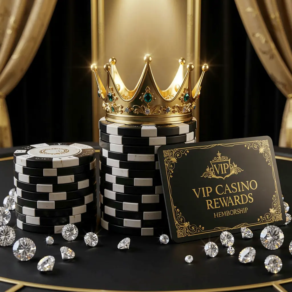 Elegant golden crown on poker chips with sparkling diamonds and a premium BABA8 membership card against a luxury black and gold background, creating an exclusive high-end casino atmosphere